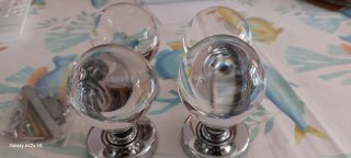 Set de 2 Pomos para Puerta de Cristal y Acero