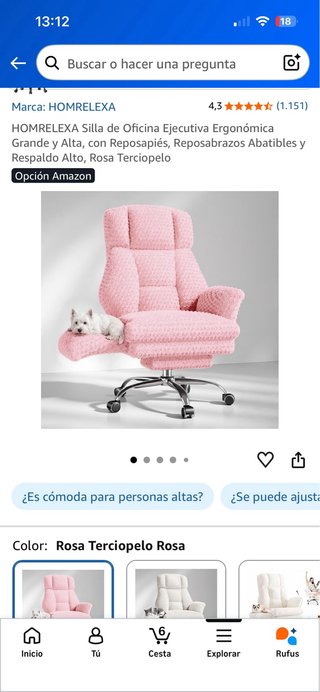 Silla de Oficina Ergonómica Rosa