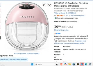Sacaleches Eléctrico KISSBOBO K3 Manos Libres