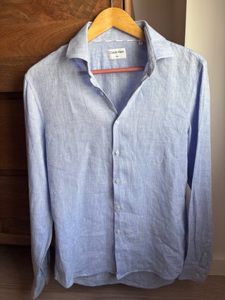 Camisa Lino Calvin Klein Azul