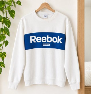 Sudadera Reebok Blanca con Logo Azul