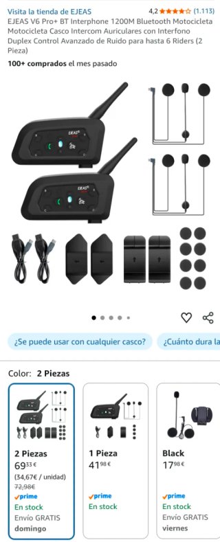 Pack 2 Intercomunicadores Ejeas V6 Pro+