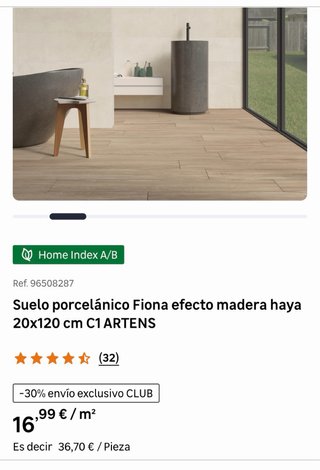 Suelo porcelánico Fiona efecto madera haya 20x120