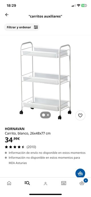 Carrito Auxiliar IKEA Hornavan Blanco