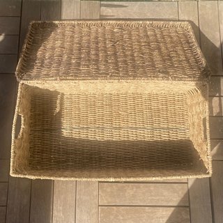 Caja rectángular mimbre cuerda  rígida
