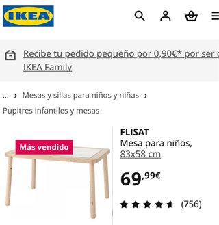 Mesa infantil FLISAT IKEA 2 taburetes 2 bandejas