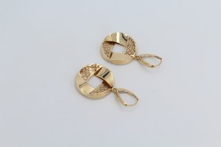 Pendientes Colgantes Oro 18k Texturizados.R:00204.