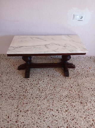 Mesita de Salón de Mármol y Madera