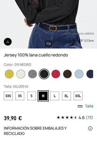 Jersey de Lana Mujer Uniqlo Negro Talla M