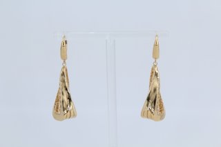 Pendientes Largos Texturizados Oro 18k. Ref:00299.