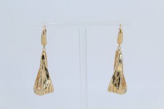 Pendientes Largos Texturizados Oro 18k. Ref:00299.