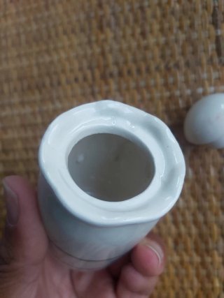 Oliera ceramica fatta a mano fiori blu