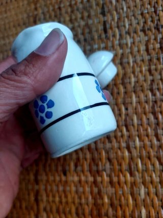 Oliera ceramica fatta a mano fiori blu