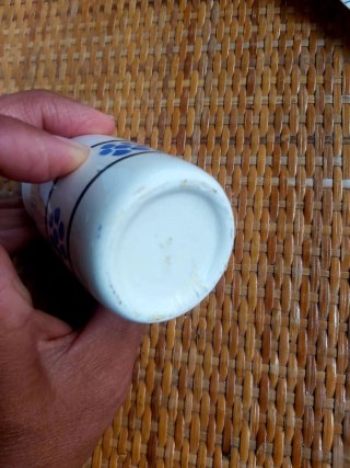 Oliera ceramica fatta a mano fiori blu