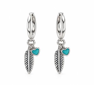 Pendientes de Plata 925 con Pluma y Corazón