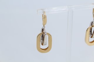 Pendientes Largos Ovales Oro Combinad 18k.R: 00293