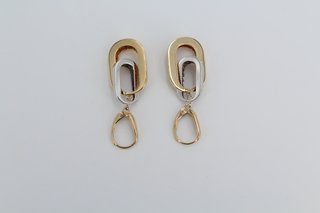 Pendientes Largos Ovales Oro Combinad 18k.R: 00293