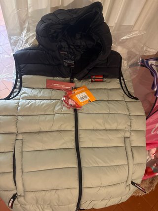 Chaleco Geographical Norway Negro y Gris NUEVO