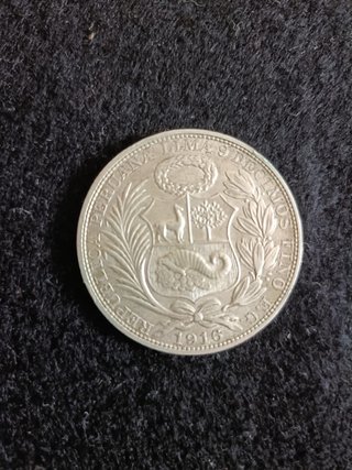 Moneda plata 1/2 sol 9 Décimos Fino Perú 1916