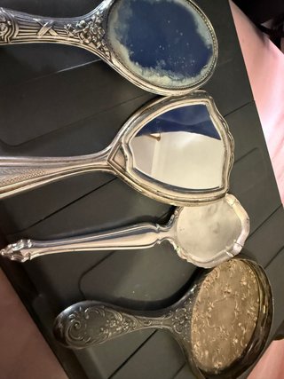 Set 4 Espejos de Mano Plata