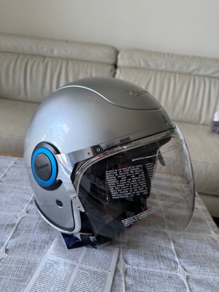 Casco Jet Vespa Gris Plata