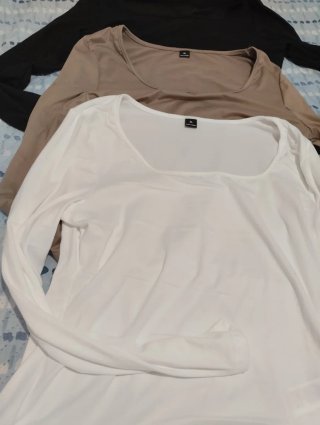 3 Camisetas Básicas Cuello Cuadrado Talla XL