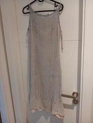 Vestido de fiesta plateado y rosa Zara talla s