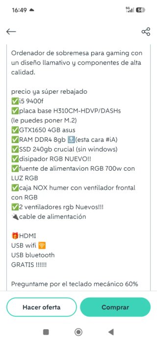 PC Gaming con Iluminación RGB leer!!!!