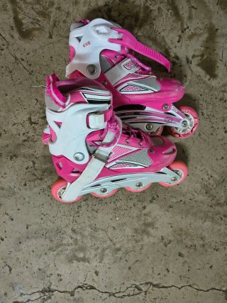 Patines en línea rosas y blancos talla 34_37