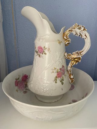 Juego de Aguamanil Antiguo de Porcelana