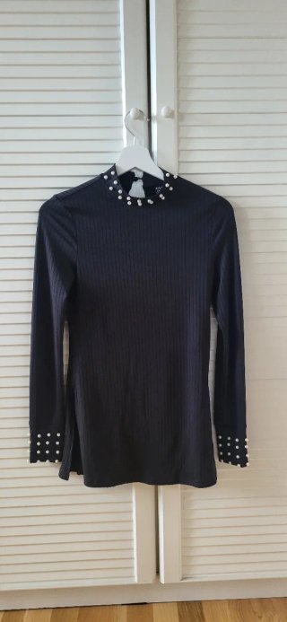 Jersey de Licra Negro con Perlitas