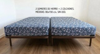 2 Somieres de Hierro y 2 Colchones 80x190