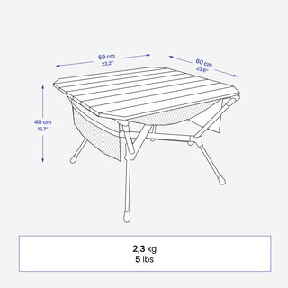 Mesa de camping compacta, 2 personas, blanca