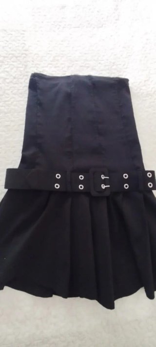 Vestido palabra de honor negro con cinturón T.XS