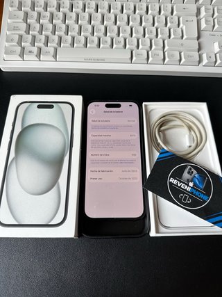 IPHONE 15 Negro de 128GB IMPOLUTO con 84% Batería