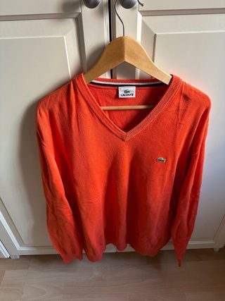 Jersey Lacoste Naranja Cuello Pico Talla L