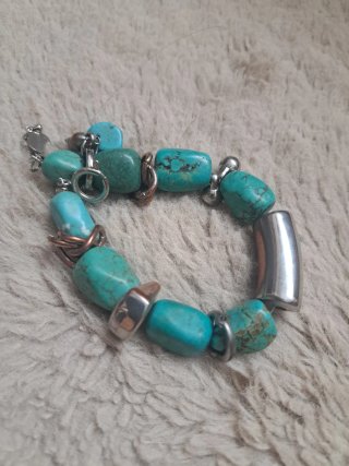 Pulsera de turquesas y plata