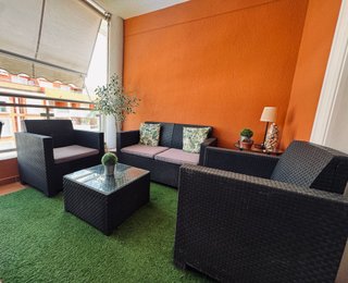 Set de Muebles de Terraza de Ratán sintético.