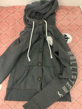 Sudadera Hollister Gris con Botones