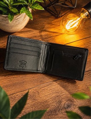 Cartera de hombre negra con detalles