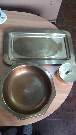 Servizio da portata vintage in ottone
