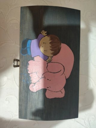 Joyero de madera con dibujo infantil