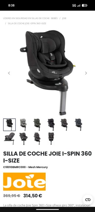 Silla coche joie 360