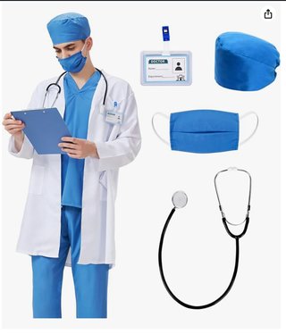 Disfraz completo de médico con bata y accesorios