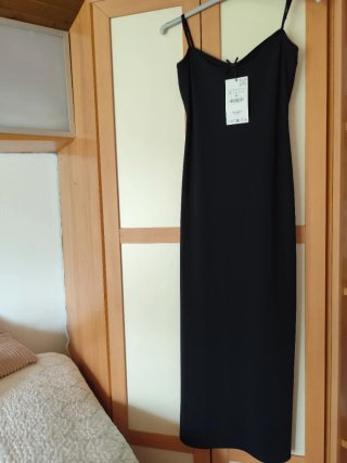 Vestido lencero midi negro Zara Talla M