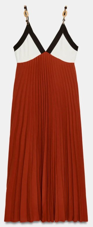 Vestido Midi Plisado Zara Talla XS
