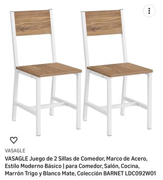 Juego de 2 Sillas de Comedor VASAGLE