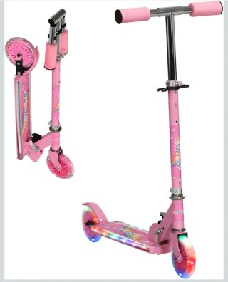 Patinete Infantil Rosa con Luces HOMCOM