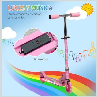 Patinete Infantil Rosa con Luces HOMCOM