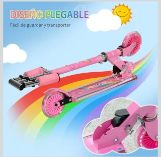 Patinete Infantil Rosa con Luces HOMCOM
